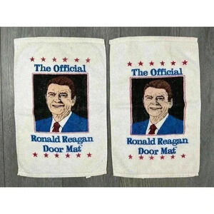2 Vintage 1980s The Official Ronald Reagan Doormat Hand Towel Political Souvenir